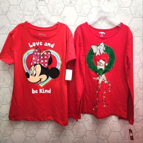 Nwt Sz L 10/12 Lot of two Girls shirts - Picture 1 of 7